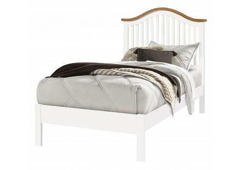 3ft Single The Curve. White & Oak finish wood bed frame.Curved headboard head end, low foot end boar 1